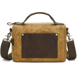 Retro Waxed Canvas Messenger Bag Waterproof Leather