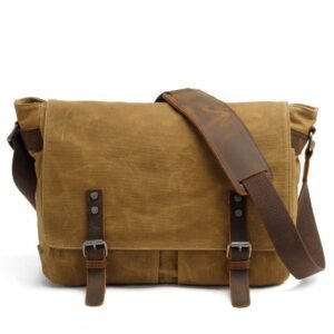 Mens Wax Canvas Messenger Bag for Laptop