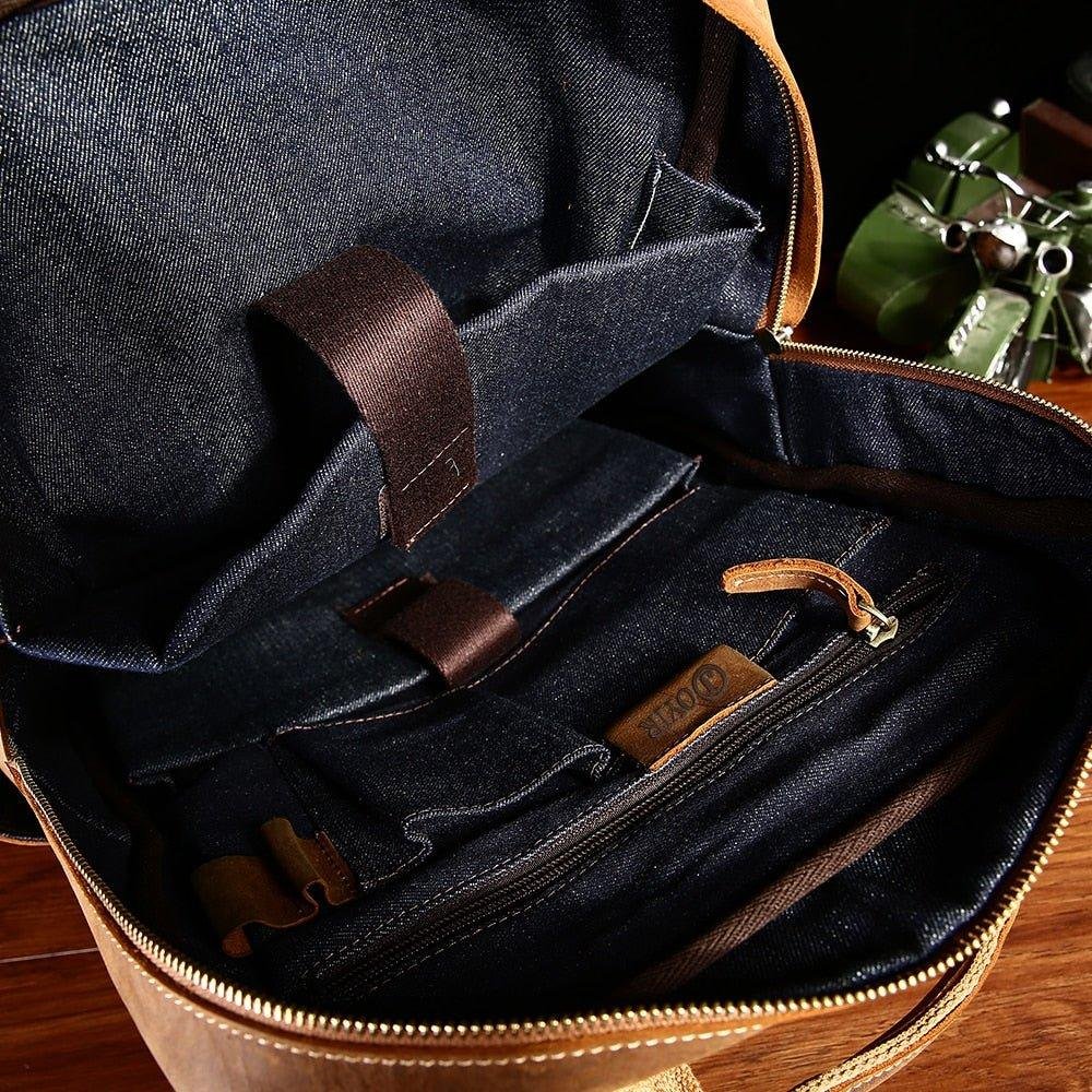 Mens Leather Backpack Laptop with Front Pockets - 图片 4