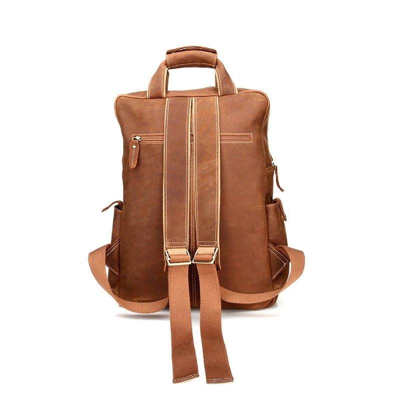 Mens Leather Backpack Laptop with Front Pockets - 图片 6