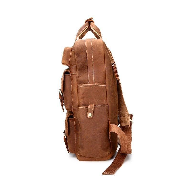 Mens Leather Backpack Laptop with Front Pockets - 图片 5