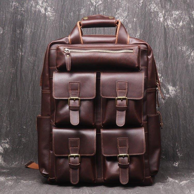Mens Leather Backpack Laptop with Front Pockets - 图片 13