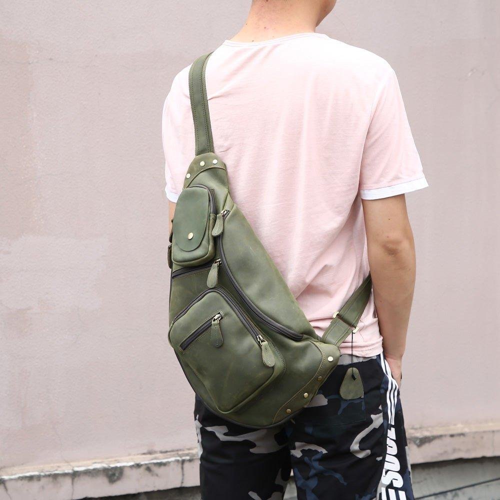 Mens Leather Crossbody Sling Bag Vintage - 图片 10