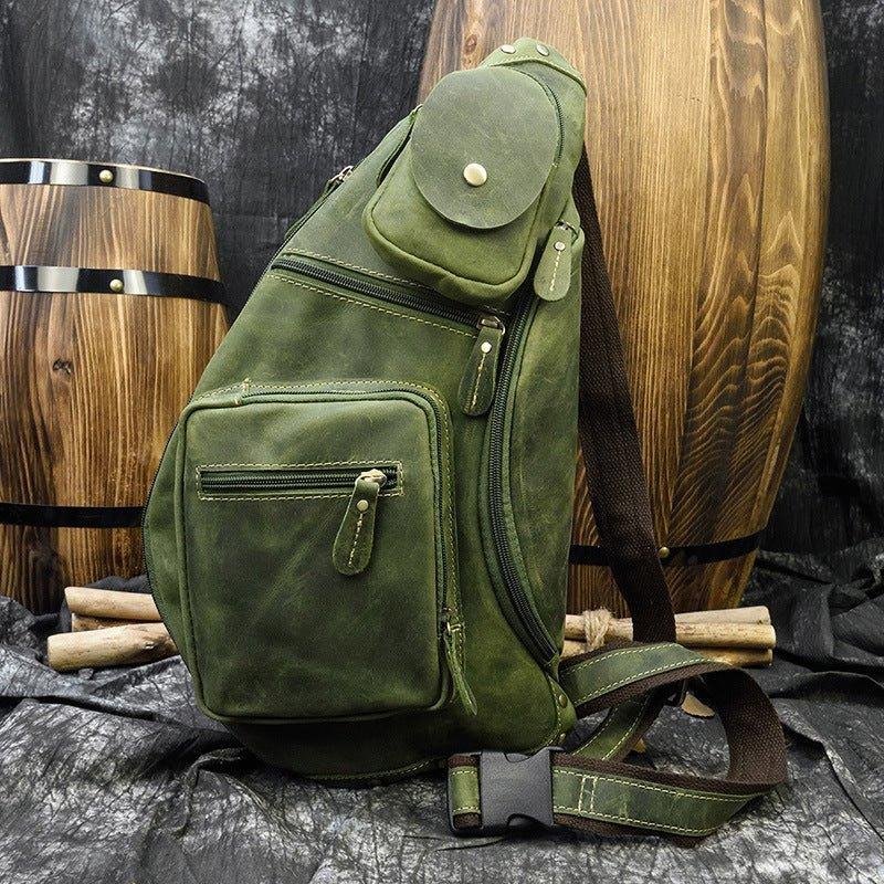 Mens Leather Crossbody Sling Bag Vintage - 图片 9