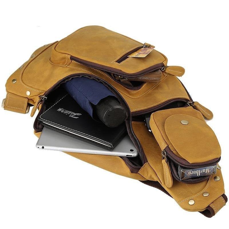 Mens Leather Crossbody Sling Bag Vintage - 图片 17