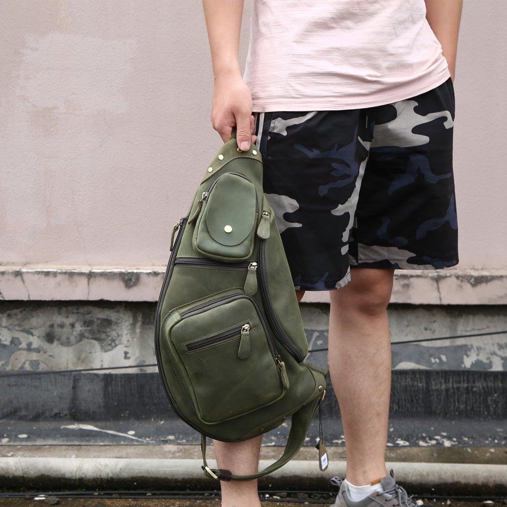 Mens Leather Crossbody Sling Bag Vintage - 图片 15