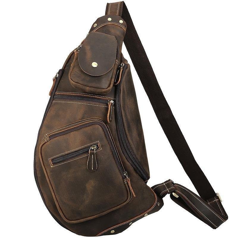 Mens Leather Crossbody Sling Bag Vintage - 图片 19
