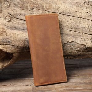 Woosir Leather Mens Long Wallet With Zipper Inside