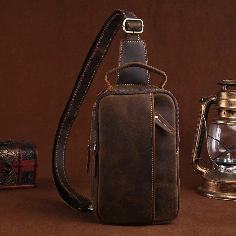 Leather Small Sling Bag for Men - 图片 5