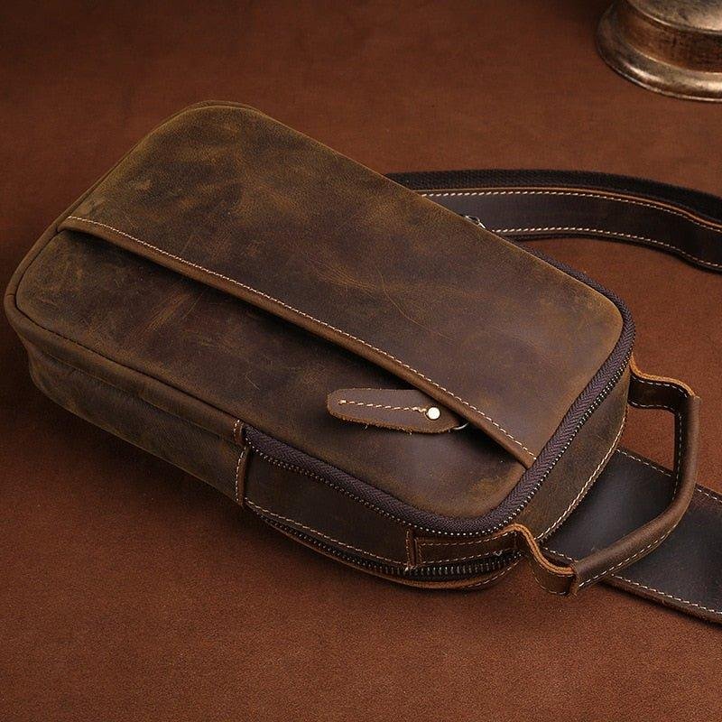 Leather Small Sling Bag for Men - 图片 4
