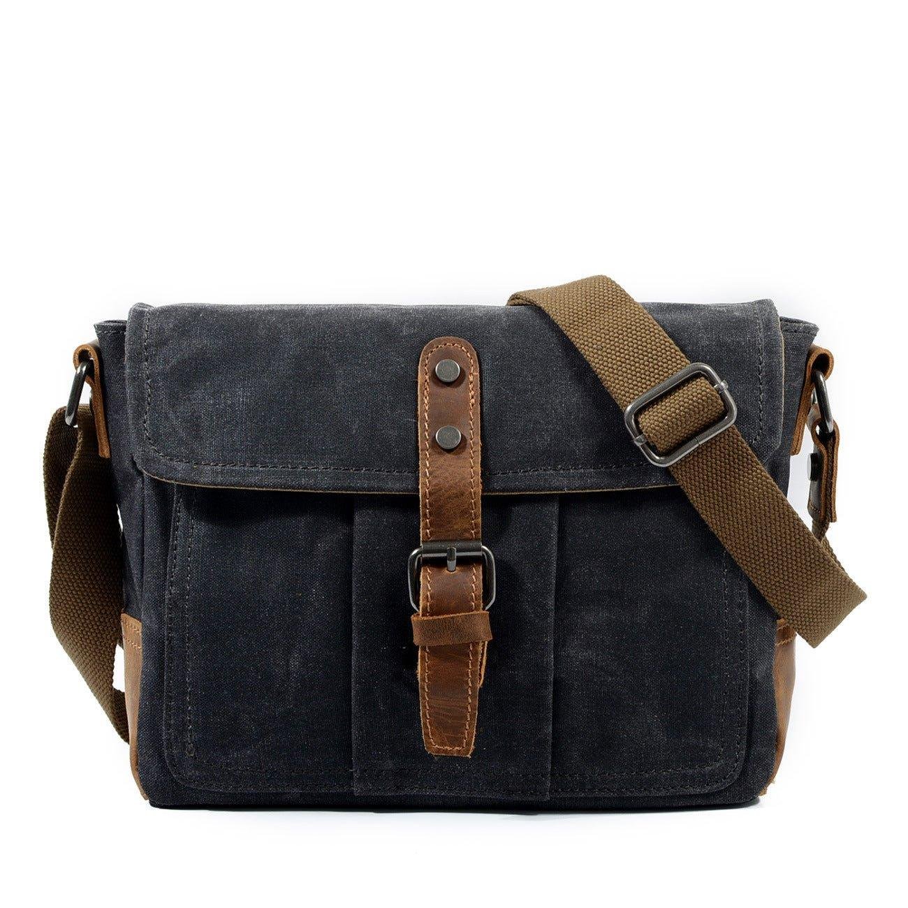 Vintage Waxed Canvas Crossbody Messenger Bag Small - 图片 14