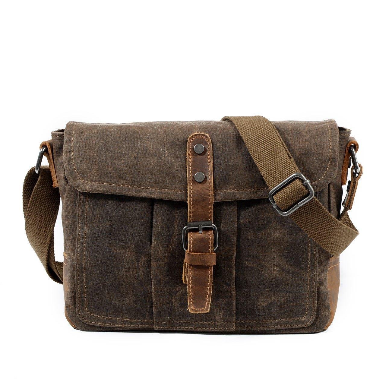 Vintage Waxed Canvas Crossbody Messenger Bag Small - 图片 11