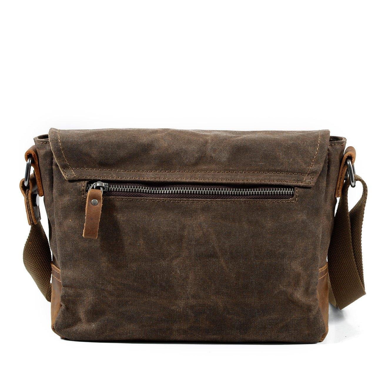 Vintage Waxed Canvas Crossbody Messenger Bag Small - 图片 7