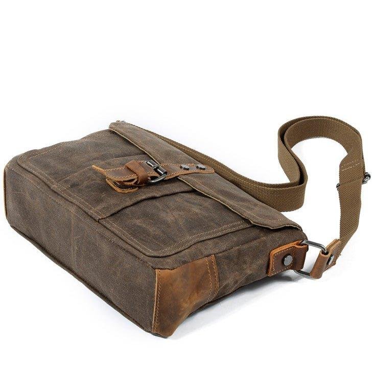 Vintage Waxed Canvas Crossbody Messenger Bag Small - 图片 8