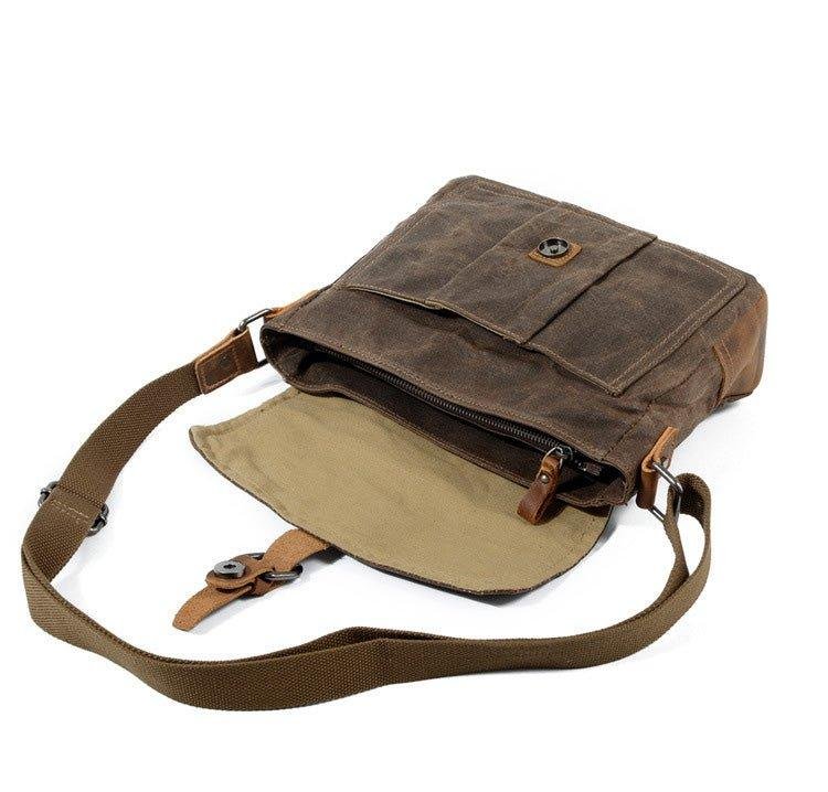 Vintage Waxed Canvas Crossbody Messenger Bag Small - 图片 10