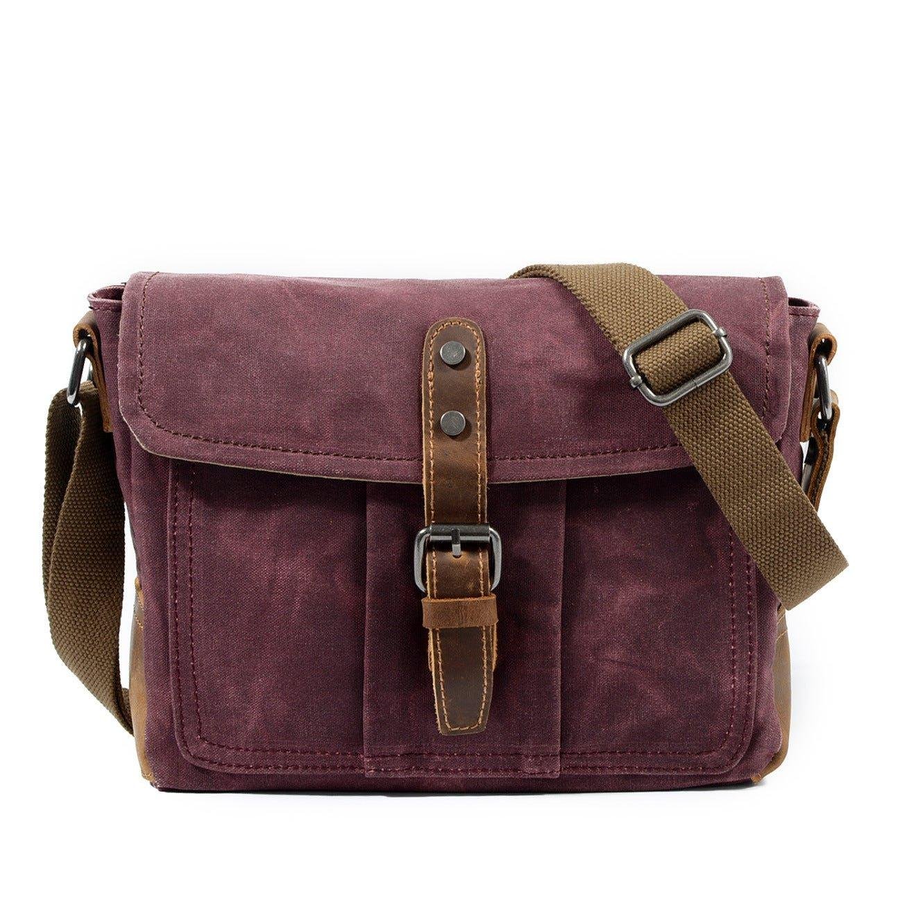 Vintage Waxed Canvas Crossbody Messenger Bag Small - 图片 13