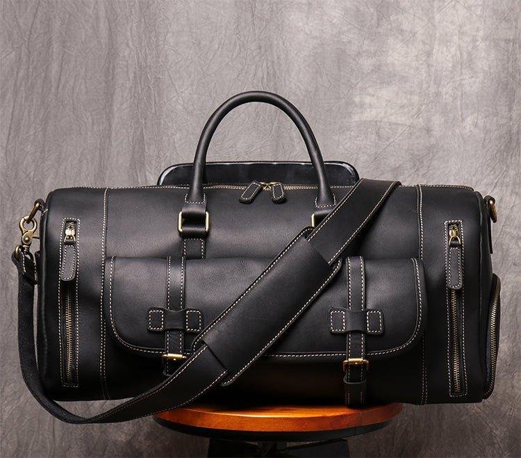 Men's Leather Duffel Bag 22 inch with Shoe Pocket - 图片 21