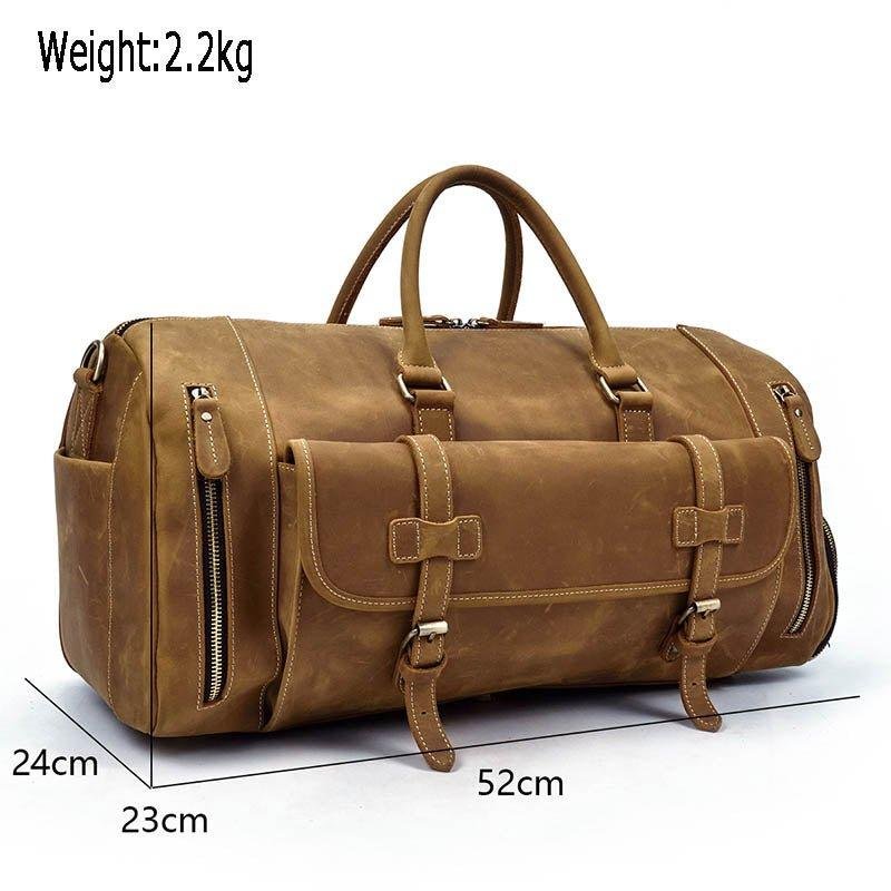 Men's Leather Duffel Bag 22 inch with Shoe Pocket - 图片 12