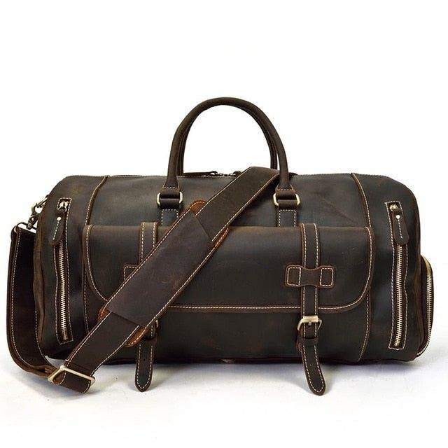 Men's Leather Duffel Bag 22 inch with Shoe Pocket - 图片 6