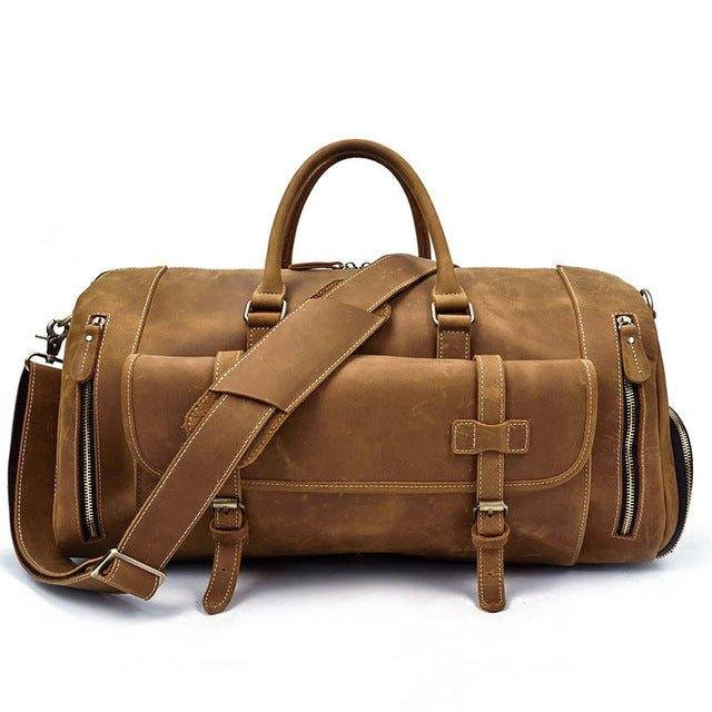 Men's Leather Duffel Bag 22 inch with Shoe Pocket - 图片 7