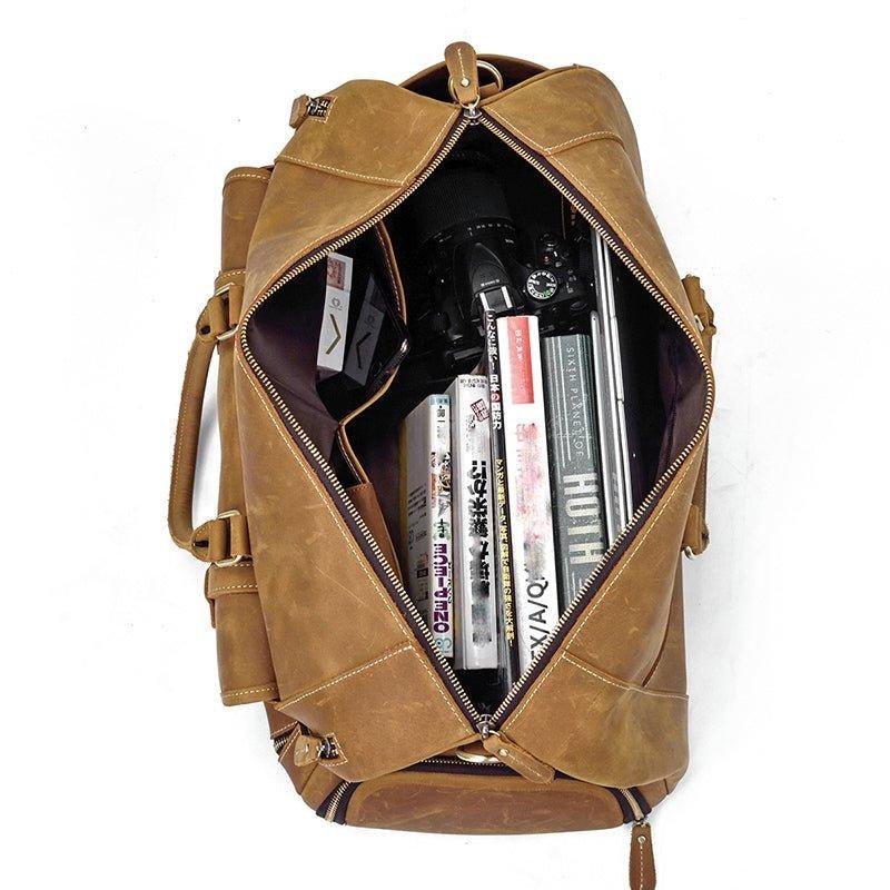 Men's Leather Duffel Bag 22 inch with Shoe Pocket - 图片 18