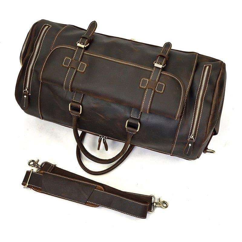 Men's Leather Duffel Bag 22 inch with Shoe Pocket - 图片 8