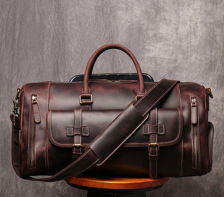 Men's Leather Duffel Bag 22 inch with Shoe Pocket - 图片 23