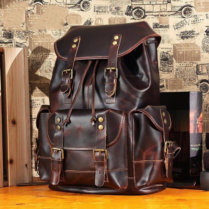 Woosir Men's Vintage Leather Backpack for 17 Inch Laptop - 图片 4