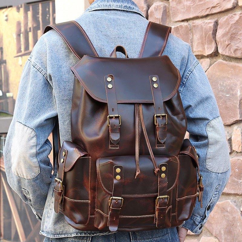 Woosir Men's Vintage Leather Backpack for 17 Inch Laptop - 图片 2