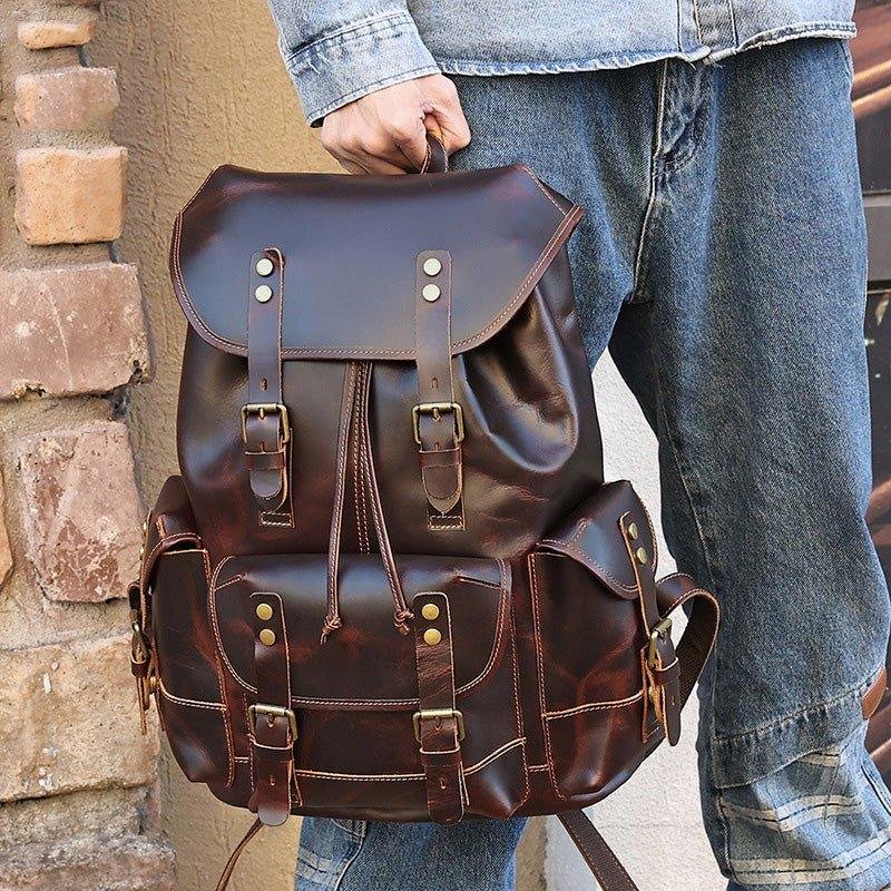 Woosir Men's Vintage Leather Backpack for 17 Inch Laptop - 图片 3