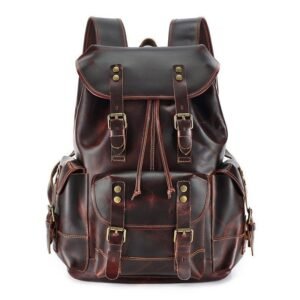 Woosir Men's Vintage Leather Backpack for 17 Inch Laptop