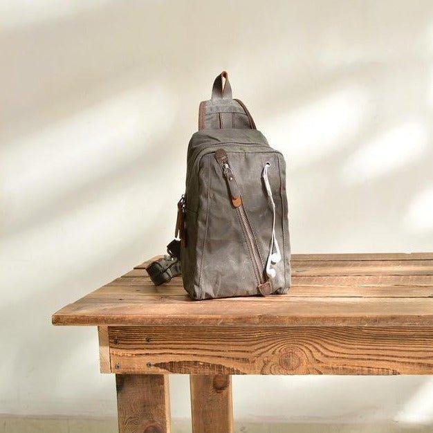 Woosir Sling Backpack Mens Waxed Canvas Crossbody Bag - 图片 5