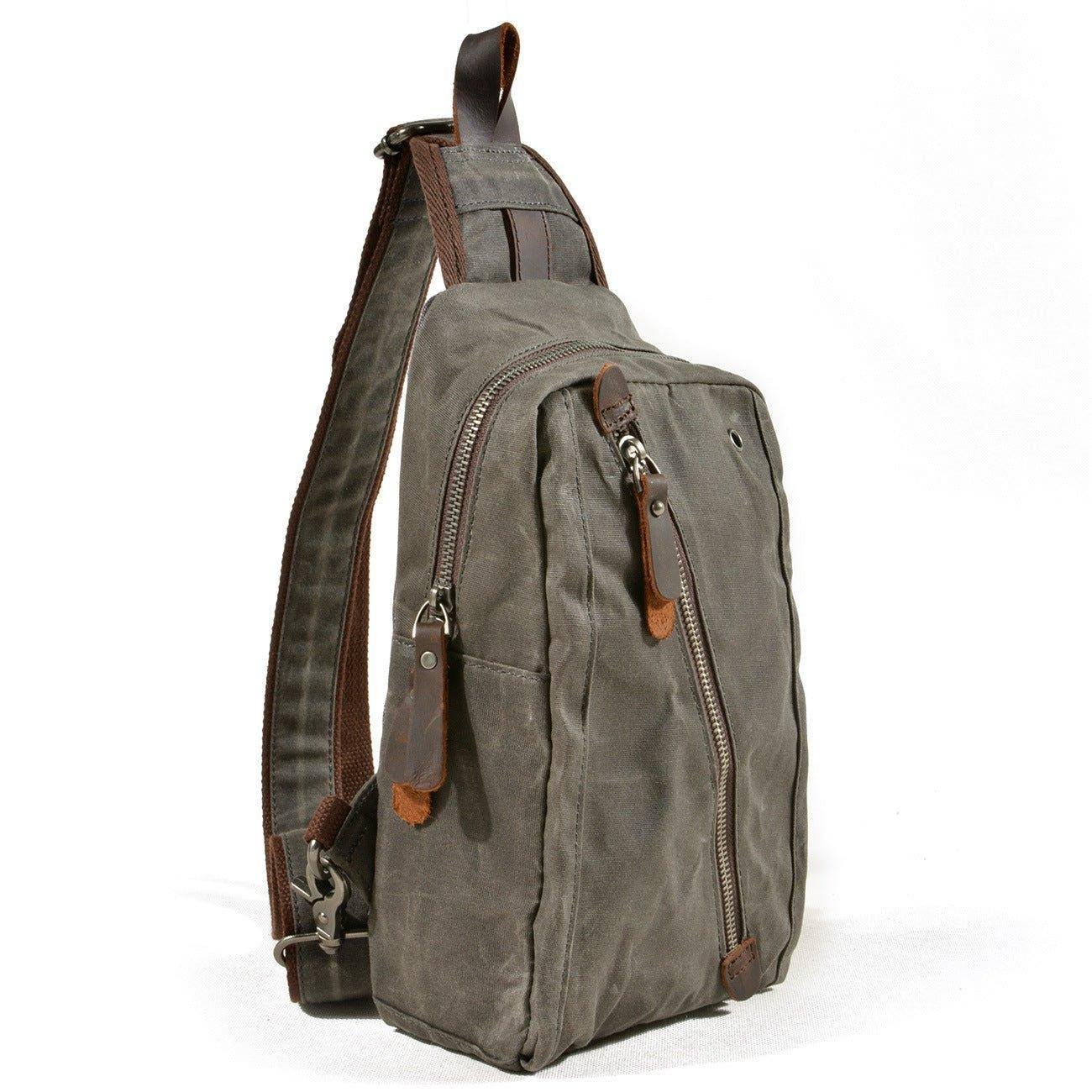 Woosir Sling Backpack Mens Waxed Canvas Crossbody Bag - 图片 11