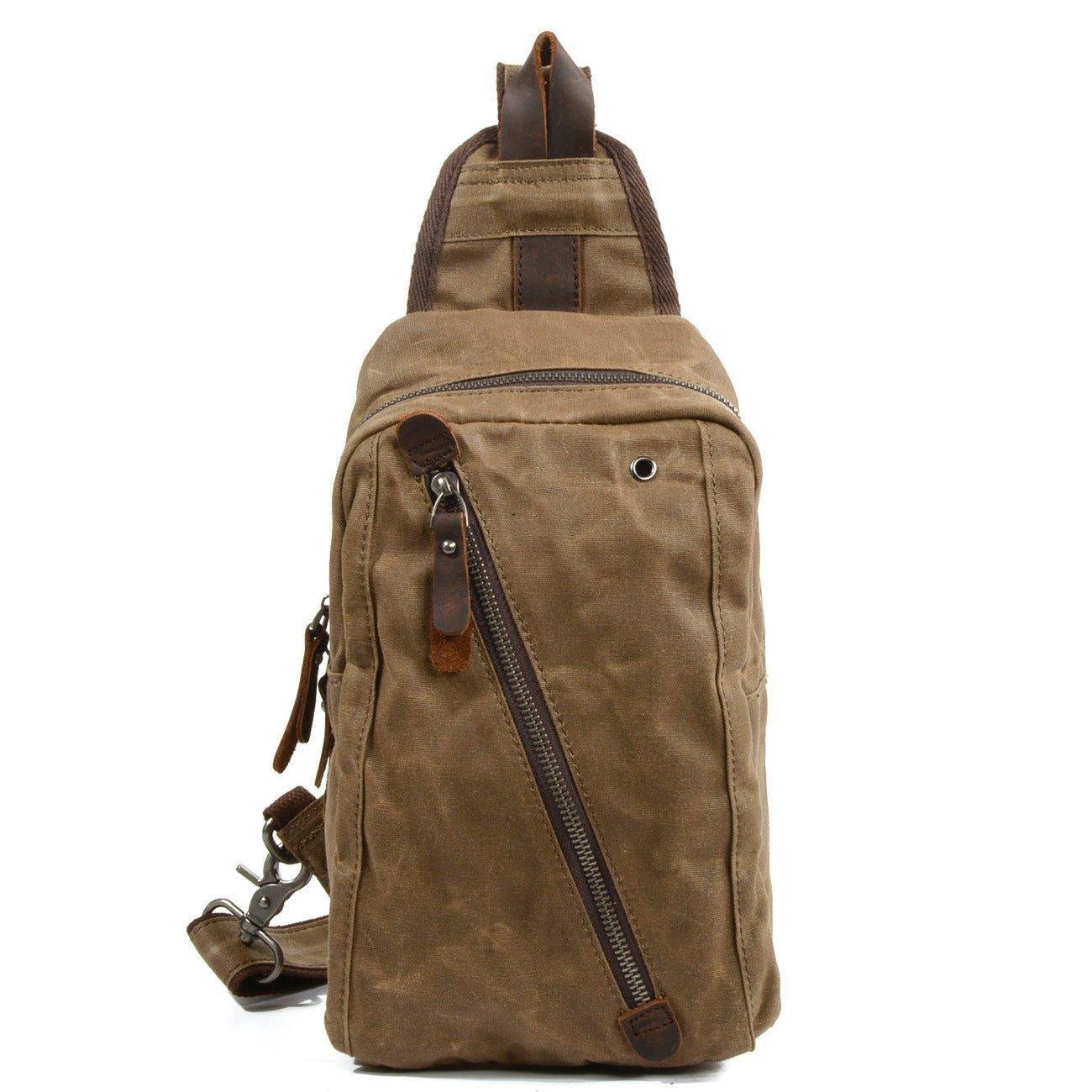 Woosir Sling Backpack Mens Waxed Canvas Crossbody Bag - 图片 16
