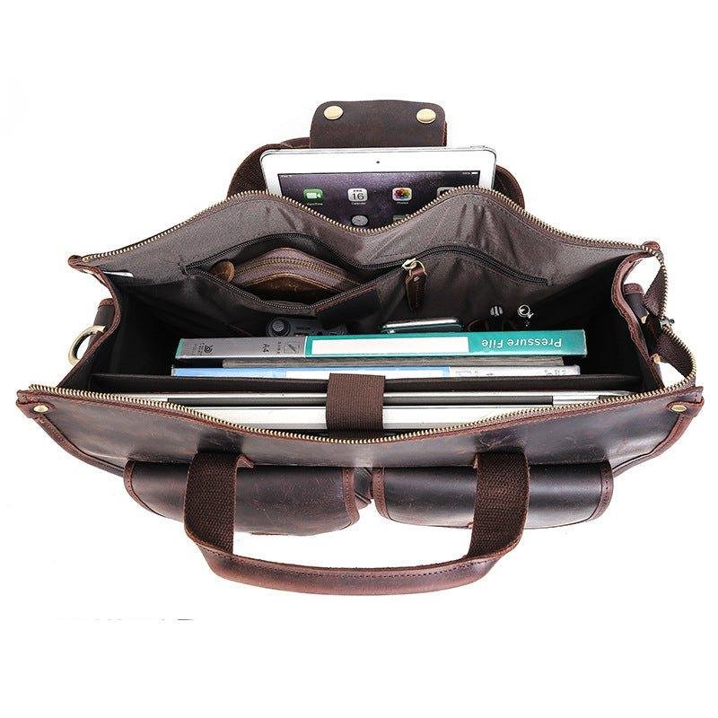 Woosir Vintage Handbag Mens Leather Briefcase - 图片 11