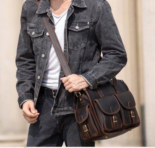 Woosir Vintage Handbag Mens Leather Briefcase - 图片 3