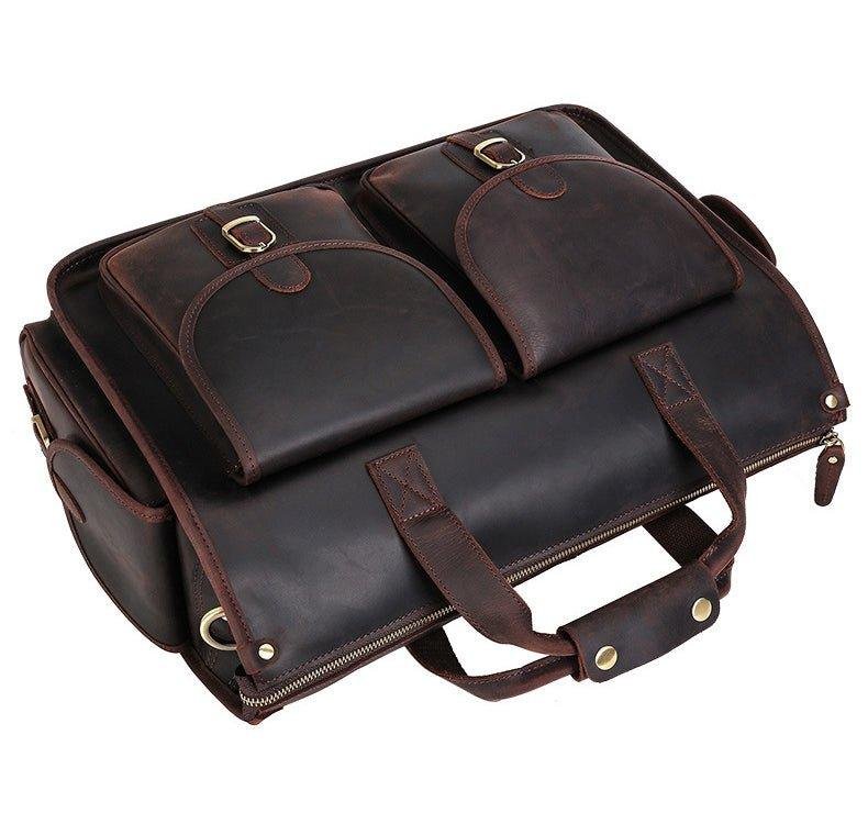Woosir Vintage Handbag Mens Leather Briefcase - 图片 8