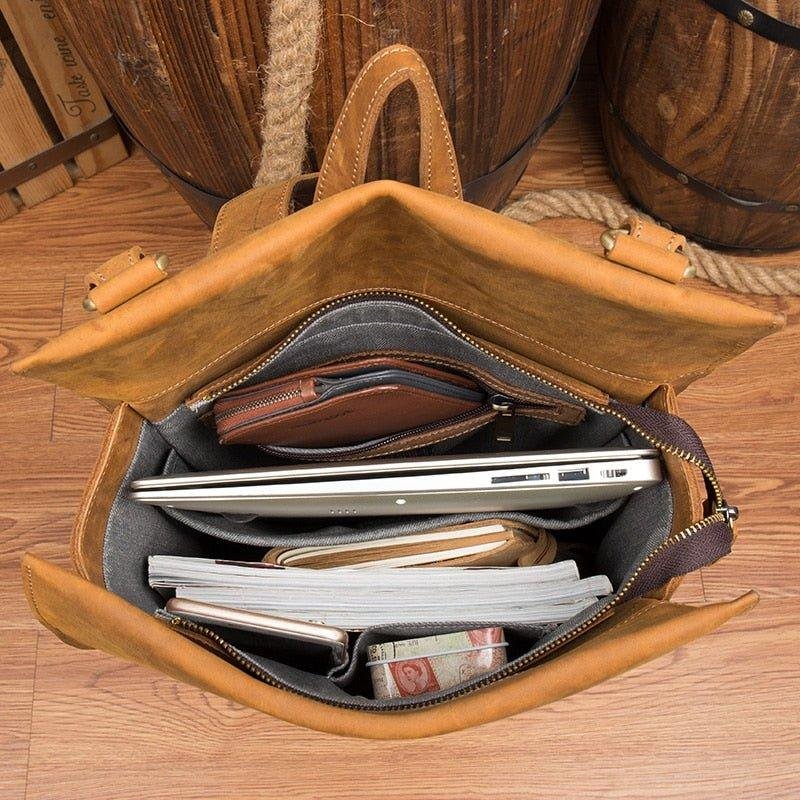 Mens Leather Backpack for Laptop - 图片 10