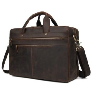 Woosir Vintage Mens Leather Work 17" Laptop Briefcase