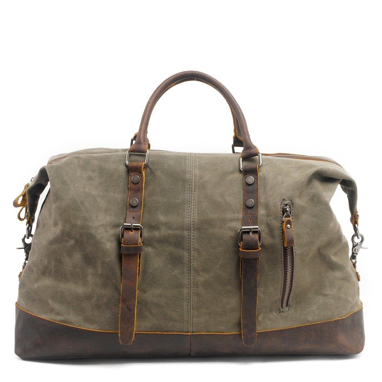 Large Waxed Canvas Weekender Duffle Bag Travel Mens - 图片 22