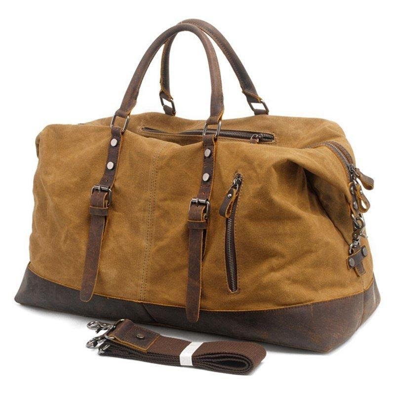 Large Waxed Canvas Weekender Duffle Bag Travel Mens - 图片 17