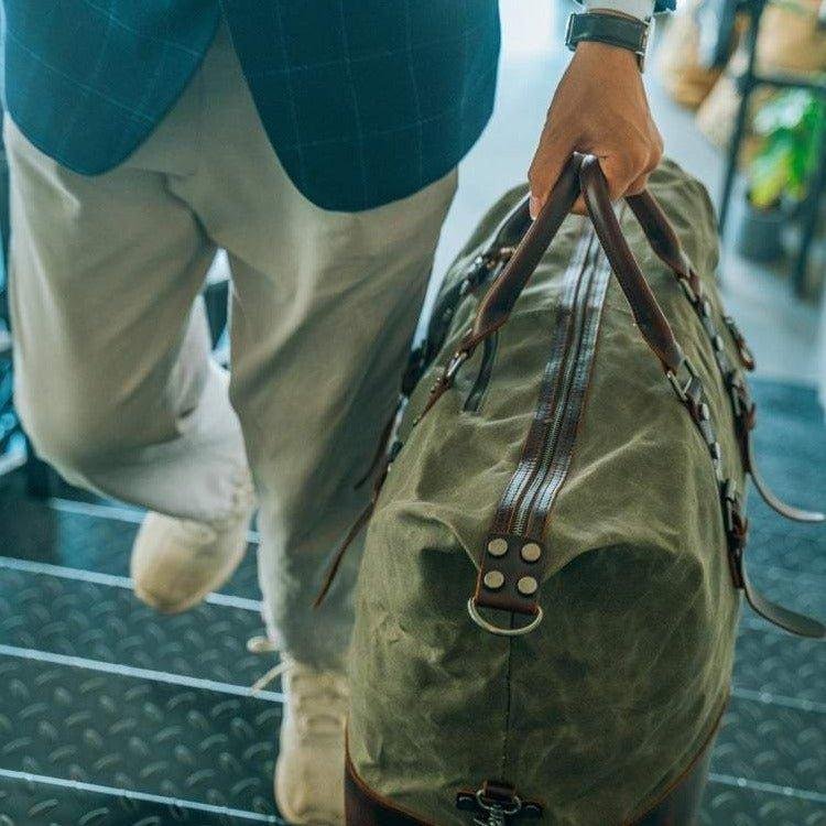 Large Waxed Canvas Weekender Duffle Bag Travel Mens - 图片 7