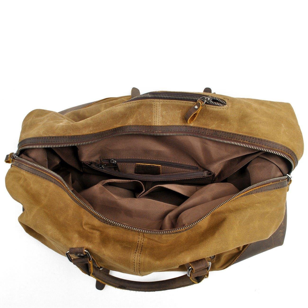 Large Waxed Canvas Weekender Duffle Bag Travel Mens - 图片 18
