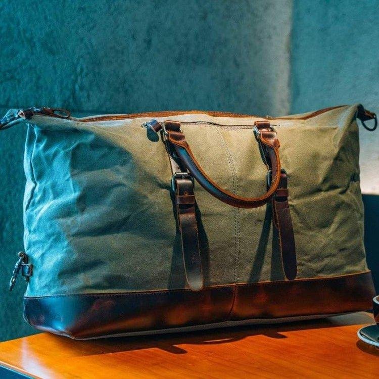 Large Waxed Canvas Weekender Duffle Bag Travel Mens - 图片 5