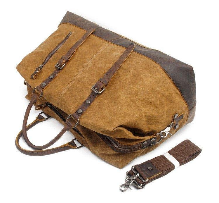 Large Waxed Canvas Weekender Duffle Bag Travel Mens - 图片 21